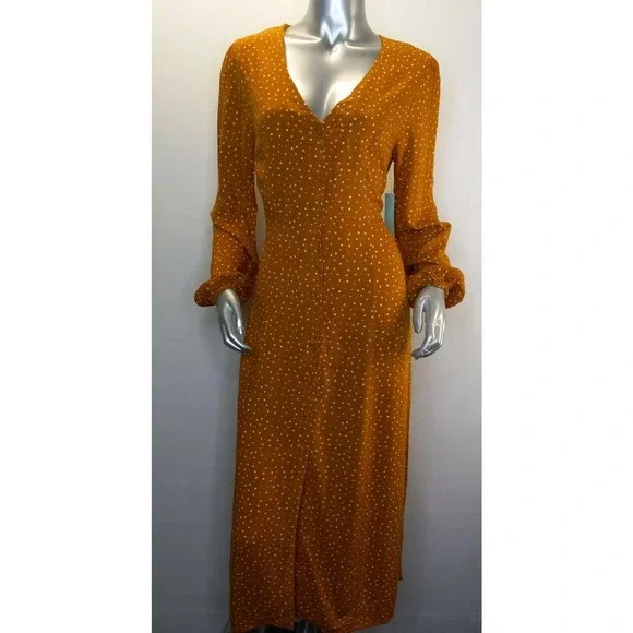 Abound Dresses | Nordstrom Abound Size Medium Dress Yellow Treasure Dot Button Front Long Sleeve | Color: Yellow | Size: M | Pm-27945660's Closet